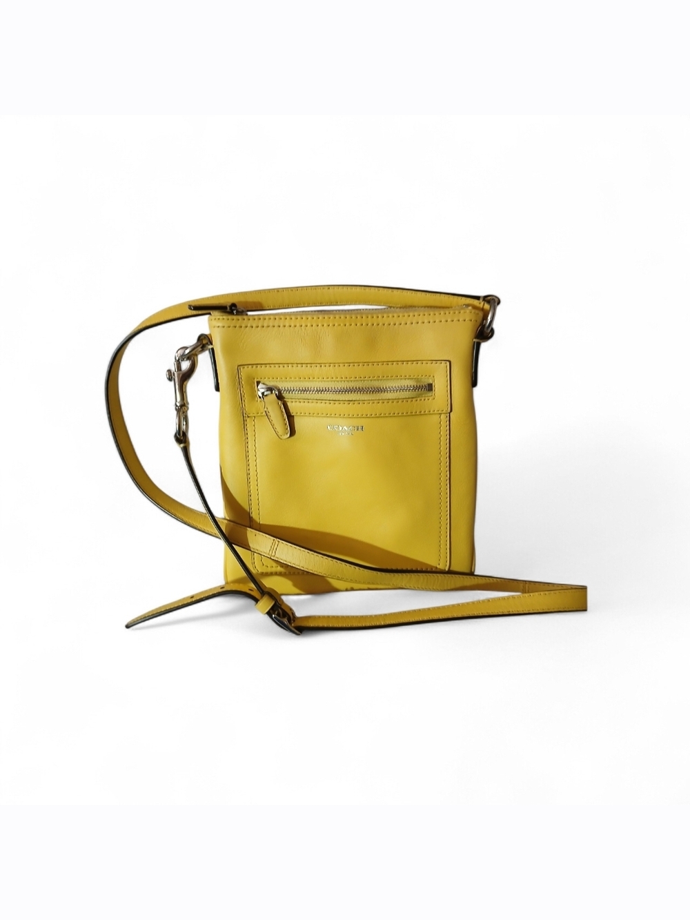 Coach Yellow Leather Crossbody Pouch with Front Zip